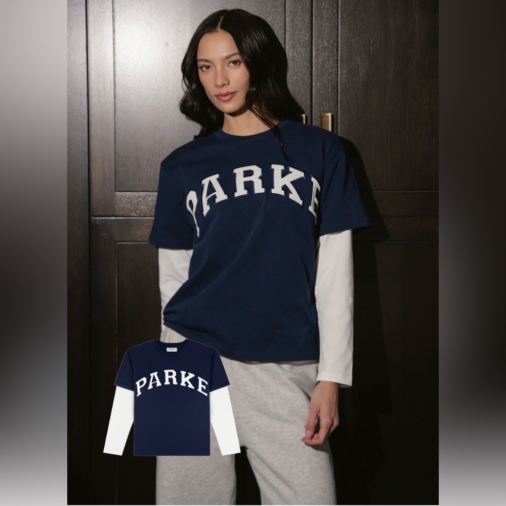 PARKE NIB Layered Varsity Long Sleeve Shirt L/XL